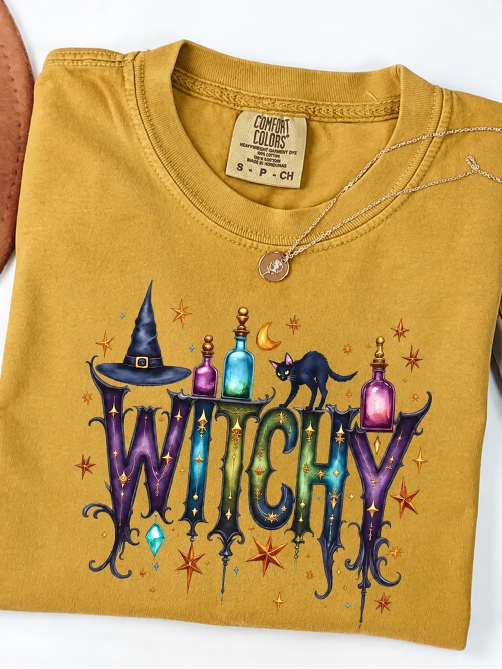 Comfort Colors Mustard Witchy Graphic Short Sleeve Tee